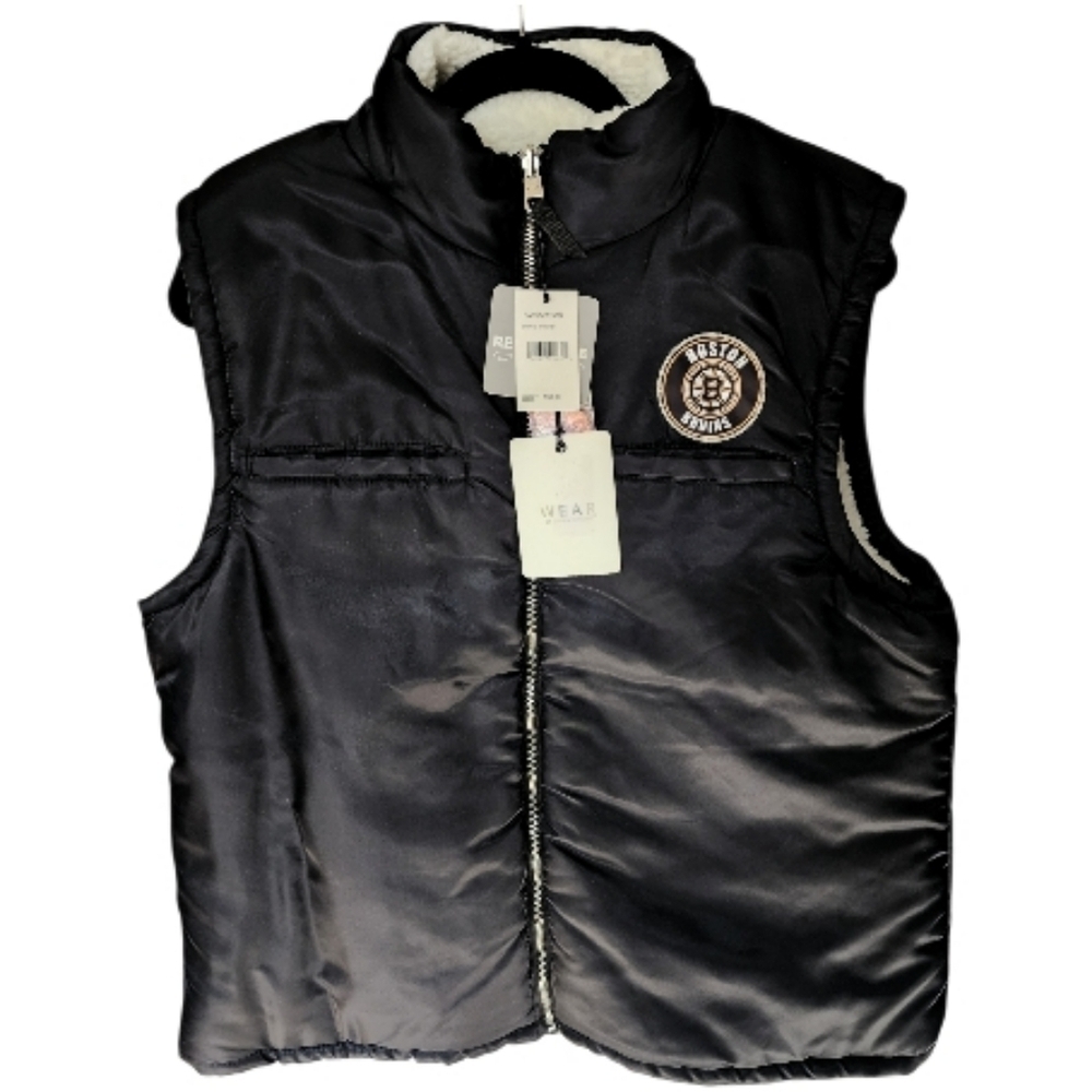 Women's NHL Boston Bruins Large Reversible Sherpa Full-Zip Vest NWT - Picture 3 of 7